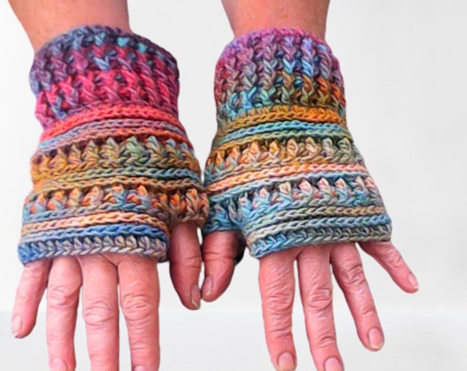 Fingerless short gloves, crocheted fingerless arm warmers