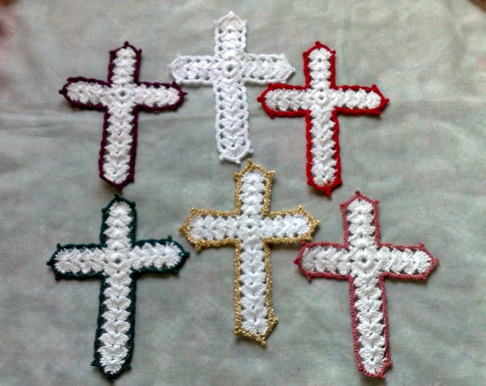 Mother's Day Gift White Crocheted Cross a Christian Bible Accessories