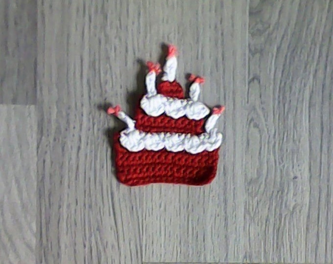 Cake with birthday candles crochet applique cake with candles crochet