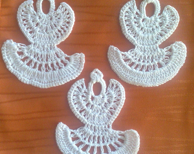 Set of 3 pieces white crochet angel Christmas tree decorationS Christmas ornaments crochet, Christmas angel