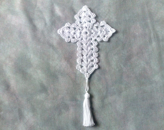 Cross Crocheted - Crocheted Bookmark Cross, Bible Bookmark