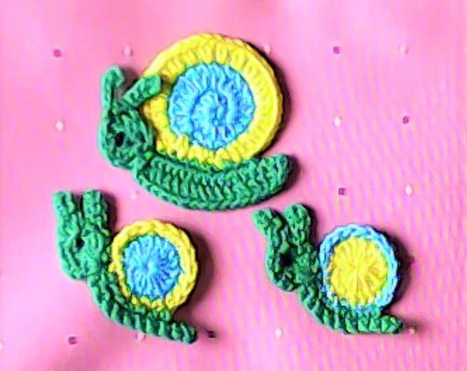 Crocheted applient application snail crochet application patch closer applications crochet crochet snail