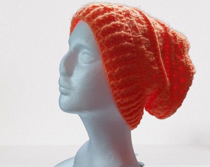 Crocheted orange cap, crochet cap orange