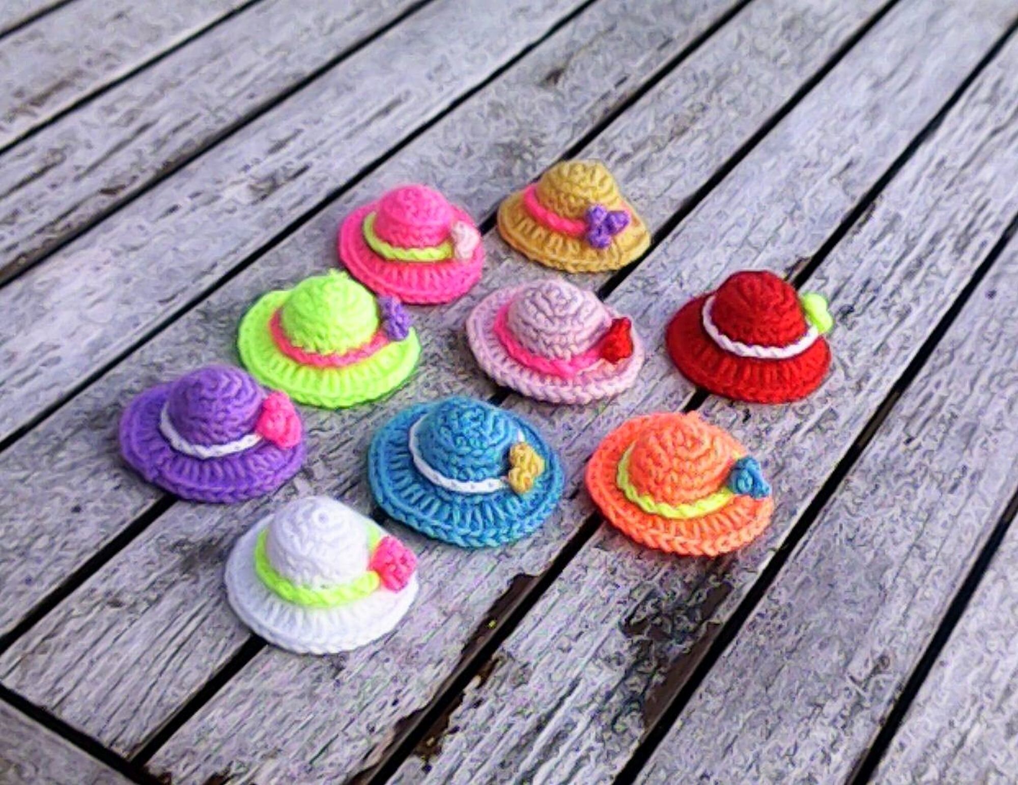 1 piece miniature hat with embellishment, crochet mini hat, handmade