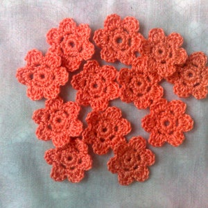 Orange crochet flowers 12 pieces of crochet flower appliques image 6