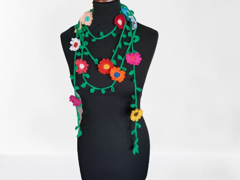 Crochet Flower Necklace Crochet Neck Accessory Flower image 2