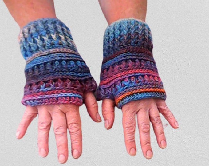 Fingerless gloves, crocheted warm arm warmers