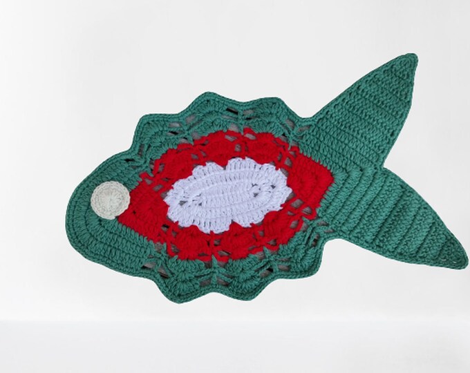 Christmas Table Runners, Christmas Colors, Table Decoration Placemats Coasters Bathroom Carpet Table Runners Crocheted in the shape of a fish