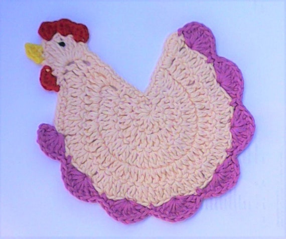 Mother's Day gift crochet chicken rooster beer lid kitchen décor beige animal coasters inauguration party gift