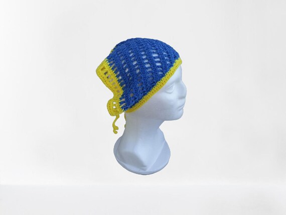 Bandana Crocheted Cotton Crochet Headscarf Headband Bandana Kerchief Bandana in Vintage Style, Headscarf 70s Style Retro Fashion