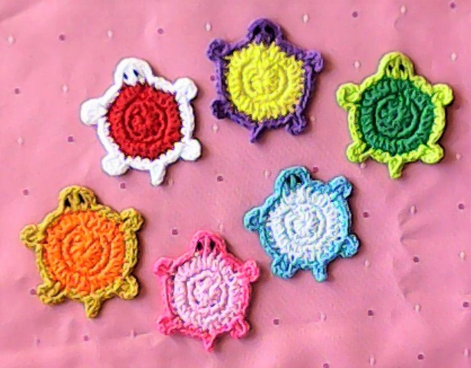 Crocheted appliqués handmade, 1 crocheted turtle, children's room