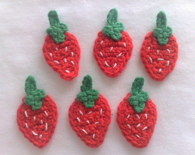 Strawberries Crocheted Strawberry Crochet Application Patch Crocheted Fruit Strawberry Application