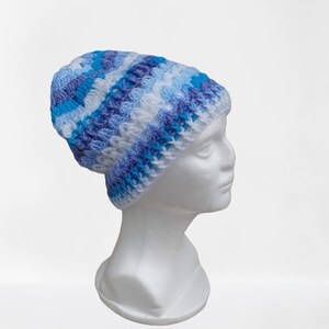Boho Cap, Hipster Cap, Crochet Cap, Women&#39;s Cap, Winter Cap, Slouchy Beanie, Wool Cap, Weekender Slouchy Cap, Blue Cap Handmade
