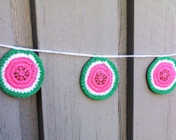 Watermelon garland, crochet bunting, summer party decoration, kitchen wall hangings, food décor, nursery wall decoration, wrong foods