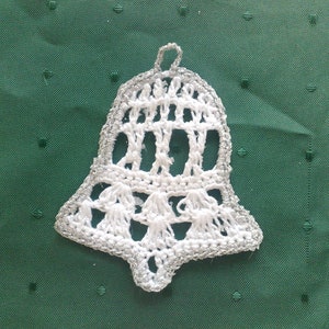 Crocheted bells tree hanging in white and silver image 1