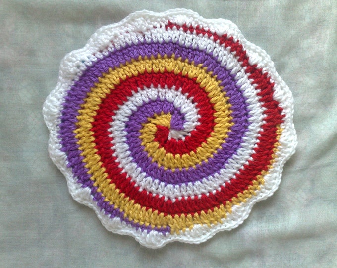 Crochet pot flaps, two-layer thick and spiral
