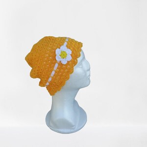 Frühling Beanie Mütze für Frauen, Häkelmütze für Frauen,gelbe Mütze mit Blume, Häkelmütze, Damenmütze, Damen Accessoires, Sommer Baumwollhut