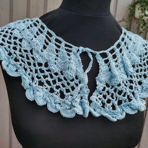 Blue Lace Collar Crochet Lace Collar Victorian Collar Women&#39;s Chain Natural 100% Cotton Collar Vintage Look Collar