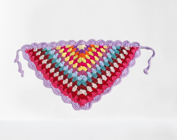 Crochet Bandana, Crochet Bandana, Plum Bandana, Boho Bandana, Headscarf Pink, Crochet Hair Scarf, Crochet Headscarf, Grandma Bandana, Gift for You