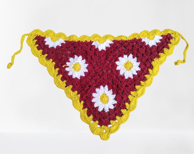 Hair bandana, Crocheted bandana, Crocheted Daisy Bandana, Hair scarf, Hair scarf, Daisy headband, Daisy Bandana