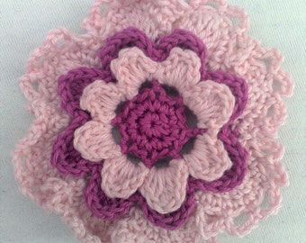 Motif flower crochet 3.5 inches in light pink and dark pink for bridesmaids dress