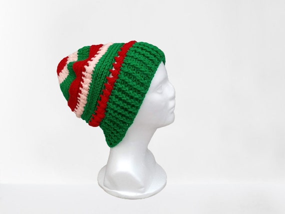 Crocheted beanie in Christmas design, unisex Christmas hat crochet, warm wool cap