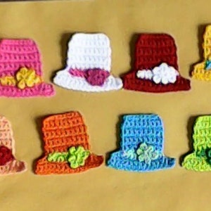 8 piece miniature hats with embellishment, crochet mini hat, handmade hats, dollhouse miniature, nursery embellishments image 1