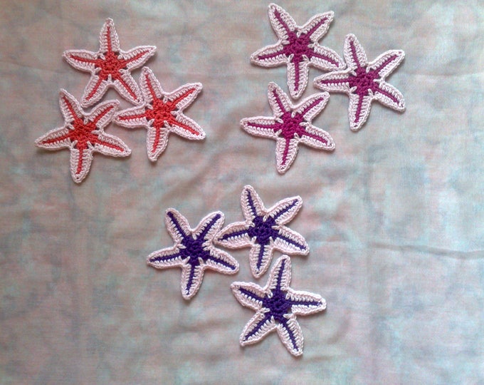 Crocheted large light pink starfish patch for wedding décor, 9 pieces in set