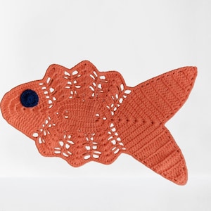 Doilies en dentelle au crochet orange, Doilies de poisson acrylique faites à la main, Petit chemin de table, Décoration de maison au crochet, Cadeau Boho Home image 1