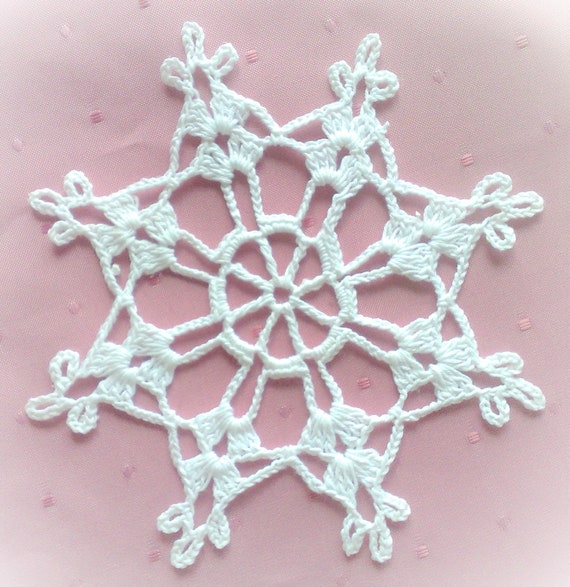 crocheted Snowflake Christmas Tree Hang 5.9 "