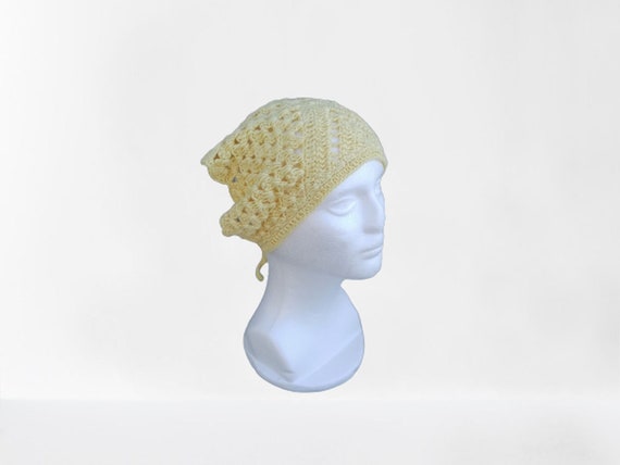 Yellow Bandana Crochet, Hair Kerchief, Hair Scarf, Retro Bandana, Valentine's Day Gift for Her, Crochet Hair Accessory