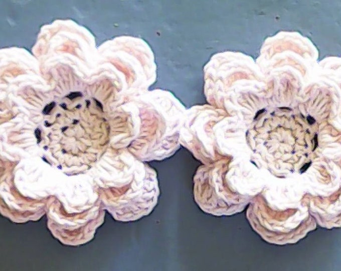 Crochet Flower 3-inch Cotton Set of 2 Flowers Embellishment Flower Motif Color Light Pink