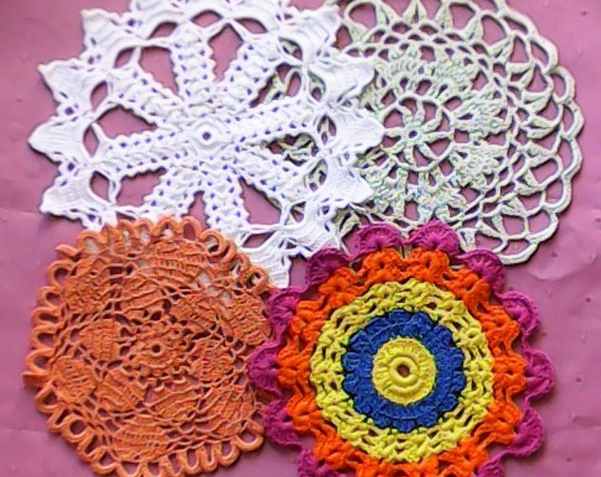 Vintage crochet different color small crochet doily for dream catcher or decoration to crochet cotton 16.5 to 22 cm