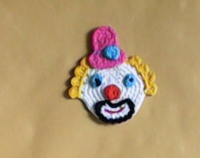 Crochet clown applique clown circus colorful patch crochet applique