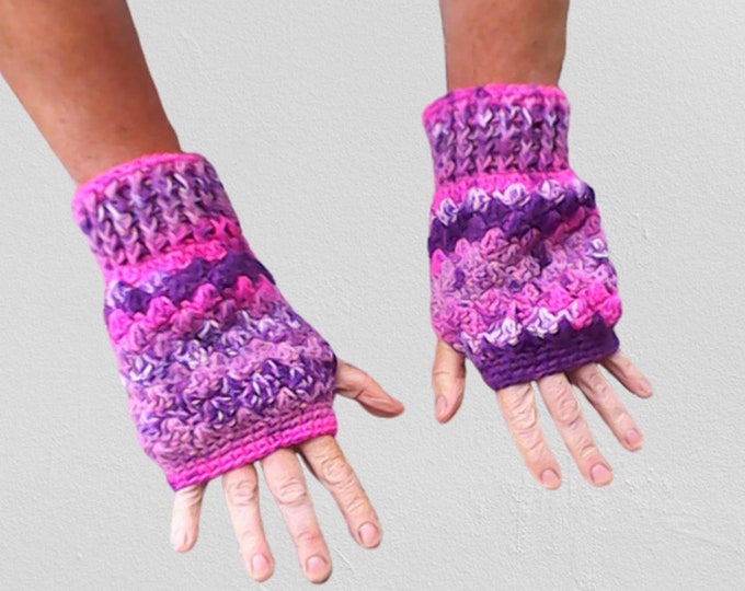 Hand crocheted fingerless gloves gloves colorful fingerless arm warmer winter gloves
