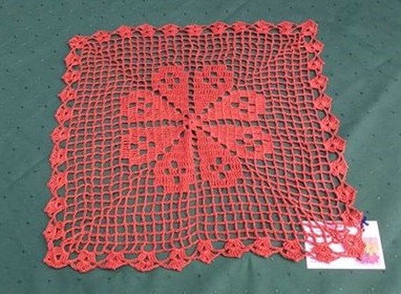 Square Häkeldekchen 16 "in a warm brown crochet in cotton for a cozy home culture
