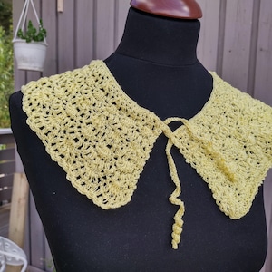 Yellow lace collar handmade large crochet collar victorian style women collar cotton vintage look collar crocheted lace collar