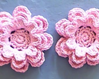 Crochet pink 3-inch embellishment cotton