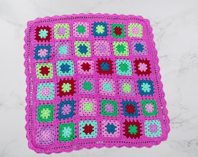 Snuggly Soft Crochet Blanket, Crochet Granny Square Ig Bed Warmer, Snuggly Multicolor Baby Blanket, Multicolor Housewarming Afghan Baby Gift