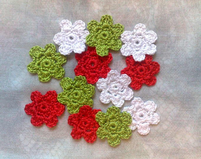 12 crocheted little flowers for scrapbooking and cardmaking
