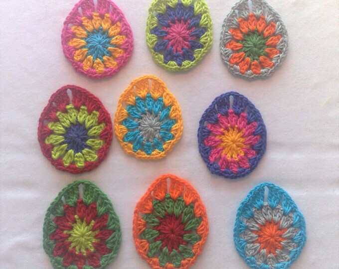 Crochet Easter Egg 9pcs Decorative Motif Easter Spring Decor Holiday Ornaments