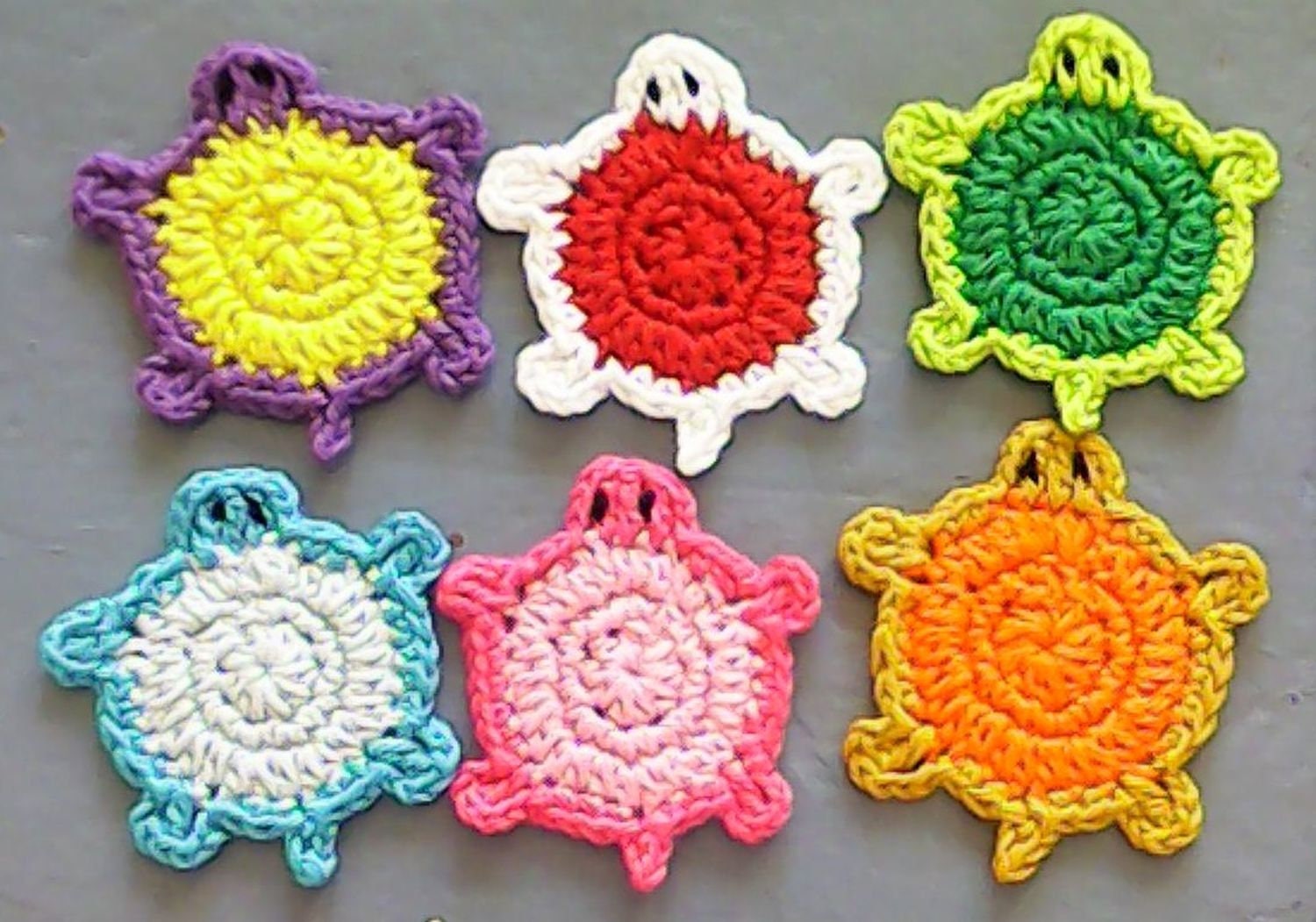 Crocheted appliqués handmade, 1 crocheted turtle, children's room