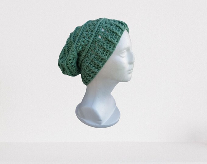 Slouchy Beanie, Slouchy Cap, Crochet Cap, Women's Cap, Men's Hat, Crocheted Beanie, Winter Cap, Autumn Fashion, Weekender Beanie, Olive Green