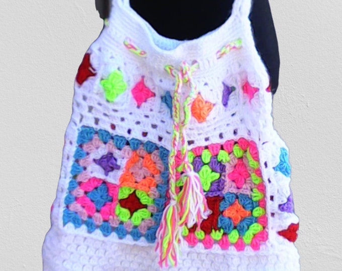 Crochet tote bag, Granny Square bag, crochet bag, crochet shoulder bag