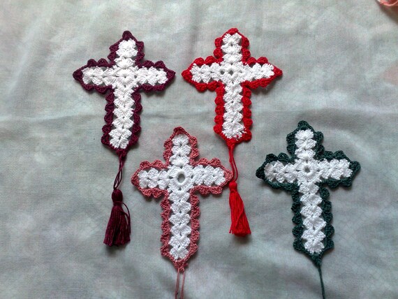 Mother's Day gift Bible bookmarks crocheted cotton with tassel and border