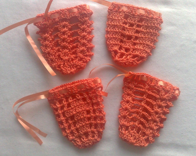 Crochet Easter egg covers, set of 4 Easter decoration in orange for your Easter bouquet