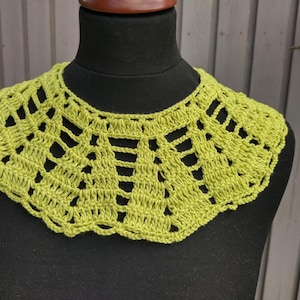 Yellow lace collar handmade large crochet collar victorian style women collar 100% cotton vintage look collar crocheted lace