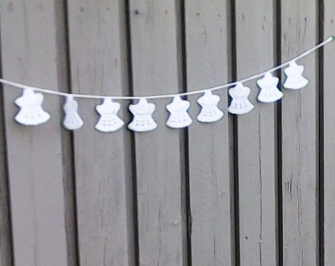 Angel garland, crochet white Christmas garland with 9 angels for tree hanging and Christmas decoration