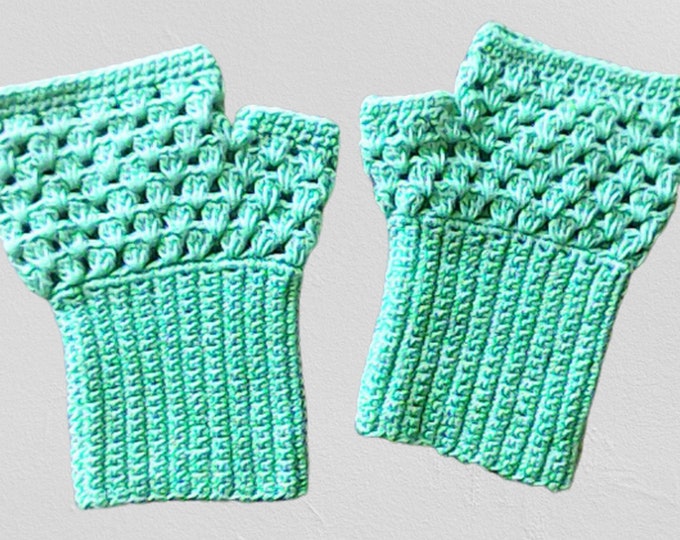 Crochet fingerless gloves, blue cozy arm warmers, wrist warmers, women blue gloves