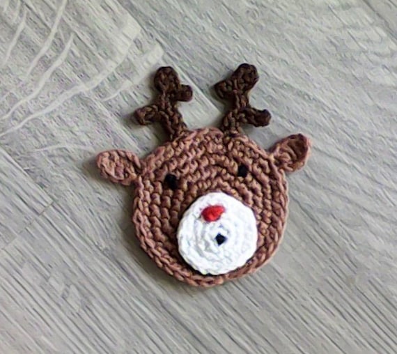 Crochet reindeer appliques, Christmas motifs, applique, crochet animals, reindeer Rudolph, animal motifs, deer applique